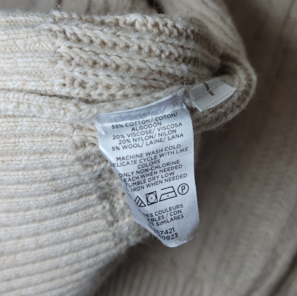 LOFT Cotton-Wool Blend Cable Knit Cardigan Size Small - Picture 12 of 12